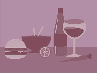 Monochromatic Food and Drink Illustration burger carrot drink eat food graphic design icon illustration illustrator lemon monochromatic monochrome noodles topic vector wine