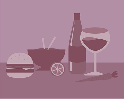 Monochromatic Food and Drink Illustration burger carrot drink eat food graphic design icon illustration illustrator lemon monochromatic monochrome noodles topic vector wine