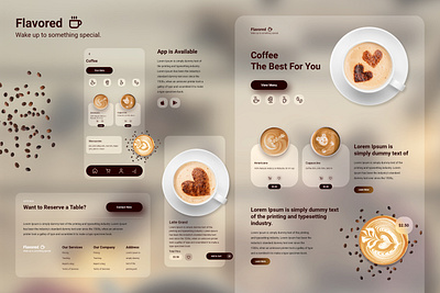 Coffee Landing Page 2021 trend best designer branding coffee coffee bean coffee cup coffee shop glassmorphism landing page landing page design mobile design mobile ui online store product design ux website