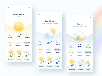 Weather app concept 3d illustration ux weather