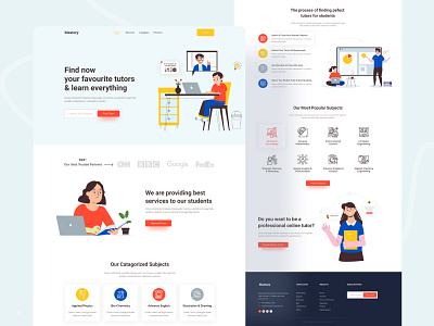 Online Tutor Education Website Landing Page Exploration 2021 design 2021 trend 2021 ui trends color creative design education landing page education website illustraion landingpage online course online tutor online tutor landing page tutor tutor landing page tutoring typography ui uiux webdesign website design