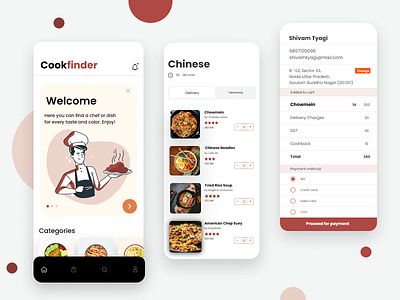 Cook Finder android app audio streaming app clean design clean ui cook finder design food app food application receipe design ui ui and uxperfume app ux