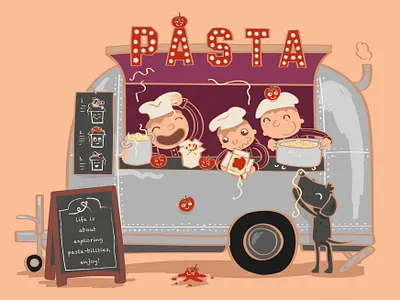FEBRUARY - Basta la pasta! Who does not love a good plate of com 2021 adobe calendar calendar 2021 character childrensillustration foodtruck freework illustration pasta spagetti
