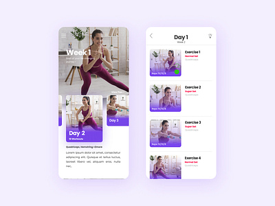 Fitness App UI - Exercise Listing fitness fitness app fitness club health interaction mobile ui ux workout