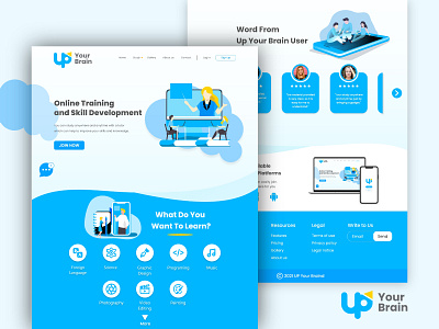 Up Your Brain website best brain design education illustration landing page landing page design online skill start up training ui ux