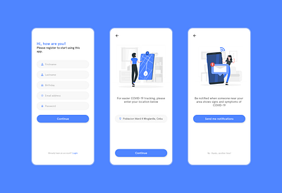 COVID-19 Contact Tracking App [Registration] app coronavirus covid19 design health minimal mobile design mobile ui ux xd design
