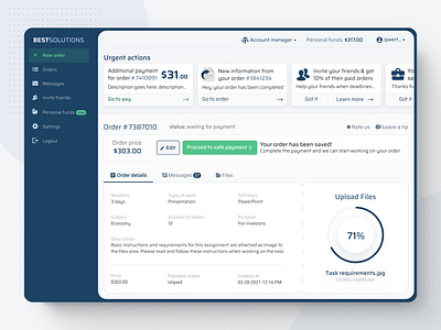 Dashboard for BestSolutions crm dashboad flat interface panel platform presentation product design ui ux