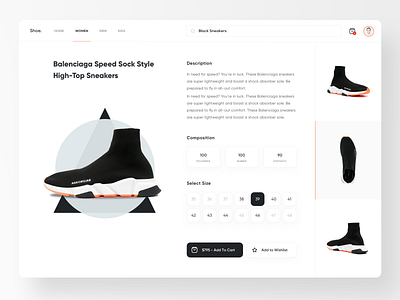 Shoe. - Ecommerce Sneakers Shop Full Details catalogue clean details ecommerce gallery minimal mobile photos sell shoes shop sneakers web white