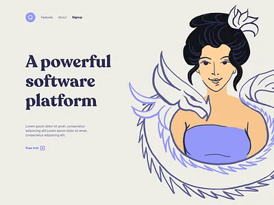 Platform landing page with illustration design dragon illustration ivona petrovic landing landing page design line platform platform ui power powerful proceate software ui vector vector illustration website website illustration woman