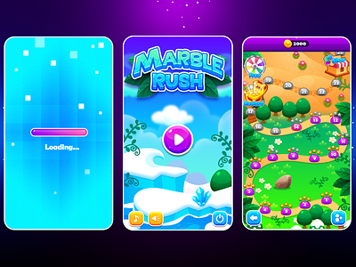 Marble Game: UI/UX game game ui game uiux icon illustration loading loading bar loading screen main menu map marble match 3 match 3 game play button ui uidesign zuma