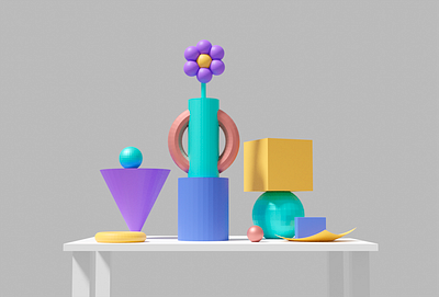 Still life #1 3d art cube design flower geometry illustration still life