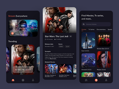 Movie Streaming Apps app apps design design figma mobile ui mobileui movie movie app movies online streaming app ui ui design uiuxdesign ux