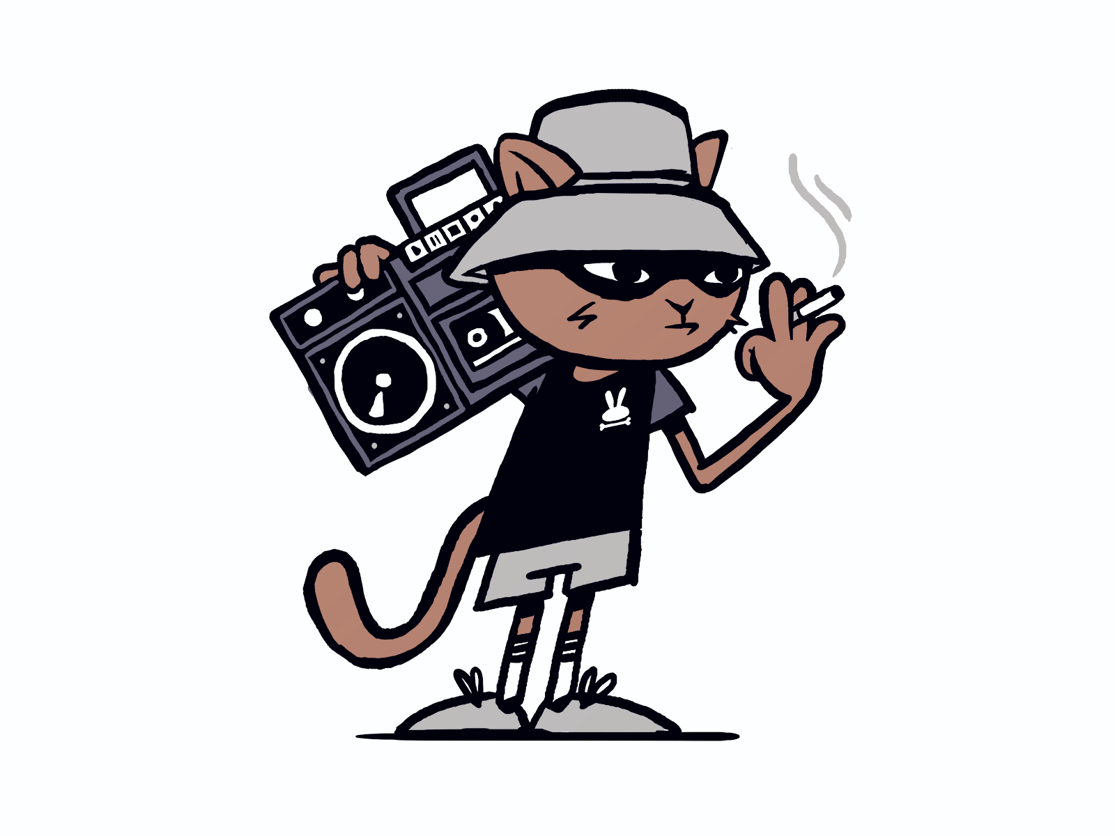 Street cat boombox cat illustration music street