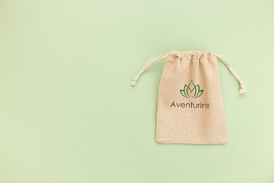 Aventurine poche en lin branding design logo logo design logodesign logotype lotus lotus flower lotus logo