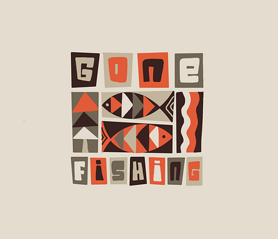 Gone Fishing fishes fishing hand lettering illustration lettering midmodern retro type typography