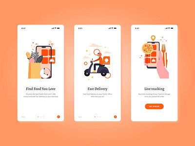 Daily UI #23: Onboarding app dailyui flat food illustration illustrator minimal onboarding ui ux web