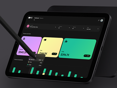 Marketing app / dashboard analytics app balance bar chart dark dashboard dropdown future graphic design media mockup modern statistic ui ux web