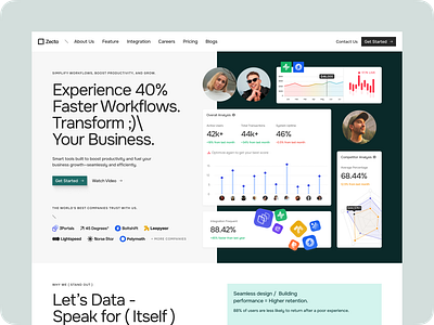 Zecto - SaaS Website Design branding businessgrowth conversionoptimization dashboarddesign figmadesign landingpage modernui saas saasplatform saaswebsite uiux userexperience webappui webdesign