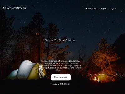 Camping Site UI/UX animation design typography ui ux