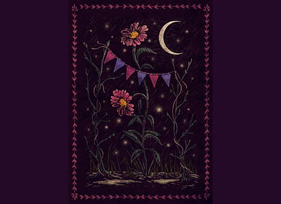 Moon art drawing floral illustration illustration design moon sam dunn