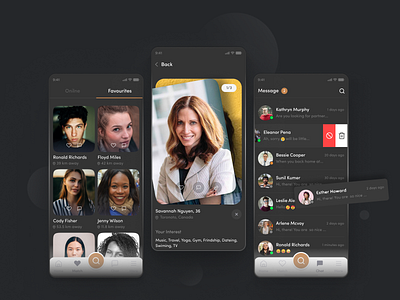 Dating App Design app mockup app ui black app blackish clean ui connect connecting app dating dating app datingapp ios app ios app design meet meet app meetup minimal mobile app mobile ui user experience