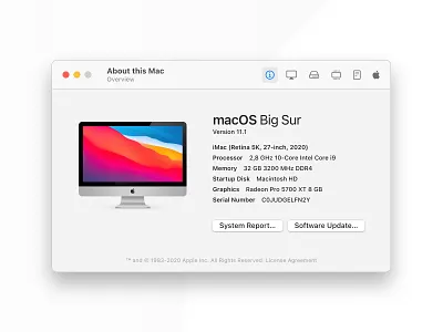 About this Mac - Big Sur Redesign app concept design macos macos big sur redesign ui ux