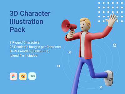 3D Character Ilustration Pack 3d blender characters design figma icon ui ux web