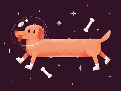 Space Dog animal animal illustration astronaut bone character character design characterdesign cool design digital dog dog illustration doggy dogs funny illustration pet simple space stars
