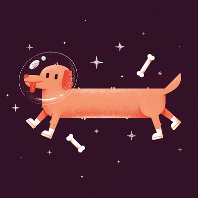 Space Dog animal animal illustration astronaut bone character character design characterdesign cool design digital dog dog illustration doggy dogs funny illustration pet simple space stars