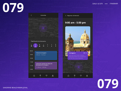 Daily UI 079 - Itinerary adobe illustrator daily ui daily ui 079 dailyui dailyuichallenge dark ui itinerary map uidesign