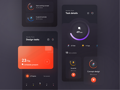 Team managment concept 🧳 | Dark 3d app app design application calendar concept dark design glass task task list task management task manager team team work teams to do todo todolist ui