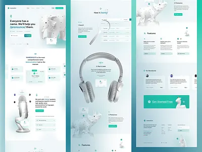 NameShouts Homepage π¦ animals branding design home page landing page layout nameshouts product product design product page saas ui web web design website www