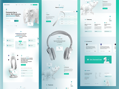 NameShouts Homepage 🦄 animals branding design home page landing page layout nameshouts product product design product page saas ui web web design website www