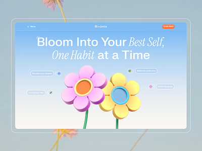 Bloomie - Habit Tracker animation graphic design landing page uiux