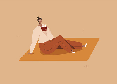 A Day in the Park (3/4) - Reading autumn design editorial illustration graphic design illustration picnic reading reading book vector vector illustration women