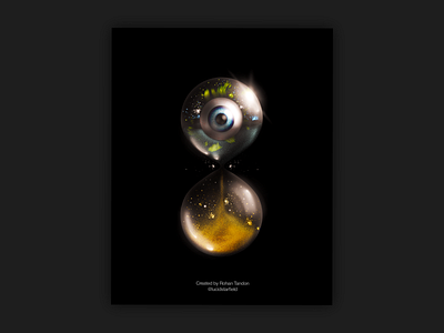 Sanity in Menace eyeball hourglass illustration sand surreal water