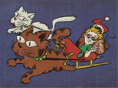 Cat Sleigh cats christmas true grit texture supply