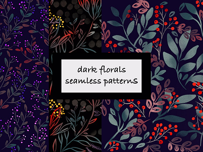 Dark florals seamless patterns patterns