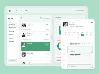 Booking system for medical personnel administrator app booking system calendar design doctor health interface managment staff time ui ux