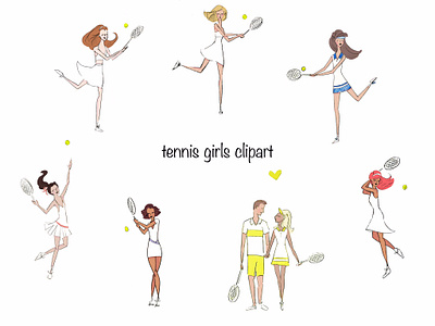 Tennis girls clipart tennis