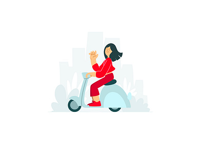 city ride art artist artwork bike character characterdesign creative design designer drawing dribbble dribble girl google graphic design illustration minimalist plants scooter wave