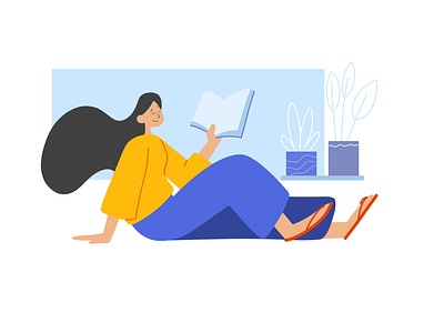 Reading time 2d art art artwork book character character design characters colors creative dailyui design designer drawing dribbble graphic design illustration illustrator plants read ui