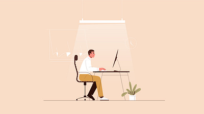 Work Space design environment illustration man office style vector window