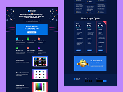 LTD Sells Landing page design for Darklup 2021 trend dark dark mode darklup landing page plugin wordpress dark mode wordpress dark mode