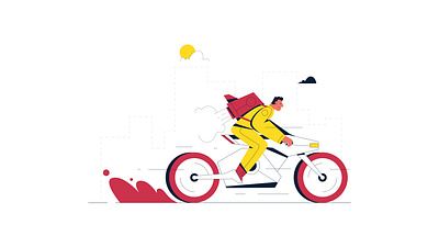 Delivery man black delivery service design fast illustration man motorbike red style vector yellow