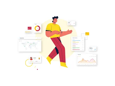 Floating man business character design floating illustration illustrator man style vector