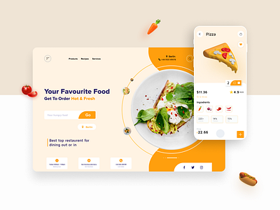 FoodHUB 3d art clean e commerce food illustration interface landingpage mobile ui website