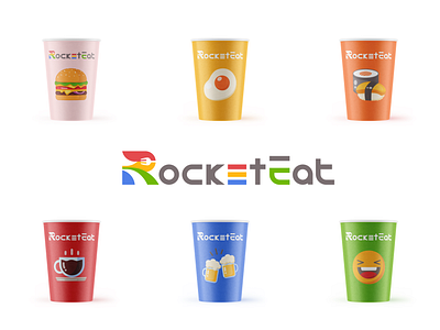 Rocketeat food delivery brand branding design illustrate logo