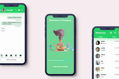 WhatsApp Concept 3d app design flat illustration ui ui uidesign whatsapp