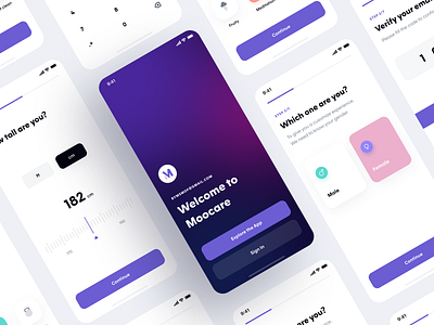 Moocare - Healthcare App activity booking booking app doctor doctor app fitness fitness app health health app health care health tracker healthcare home login onboarding running splash screen tab bar tracking ui design